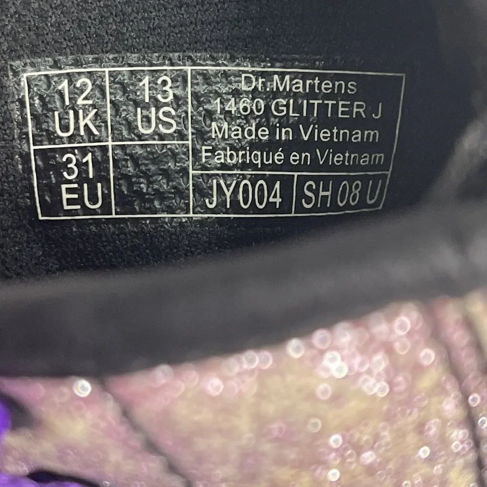 Doc Martens 1460 Boots 8 Eye Youth Size‎ 13 Dr Martens Glitter Silver & Purple